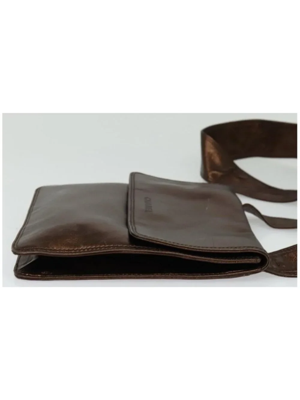 Authentic CHANEL Shoulder Bag Leather Brown CC
